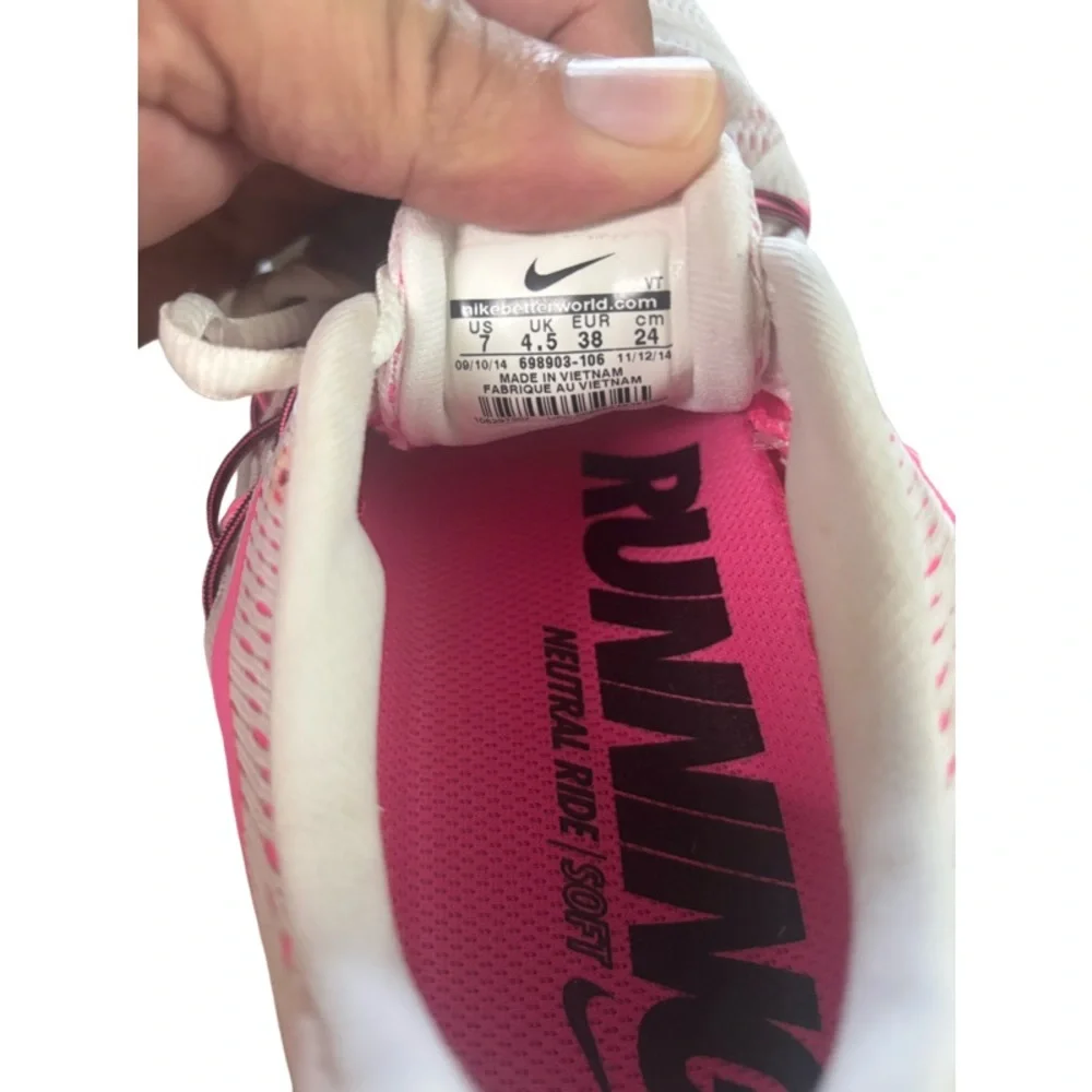 Nike Air Max Sneakers White Pink Pow Black 2015 Running Shoes - Size 7 - Picture 7 of 8